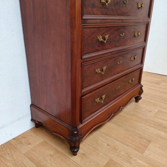 Antike Kommode Semainier mit Marmorplatte, Kommoden, Holz, Braun, Klassiek (Foto 10 von 15)