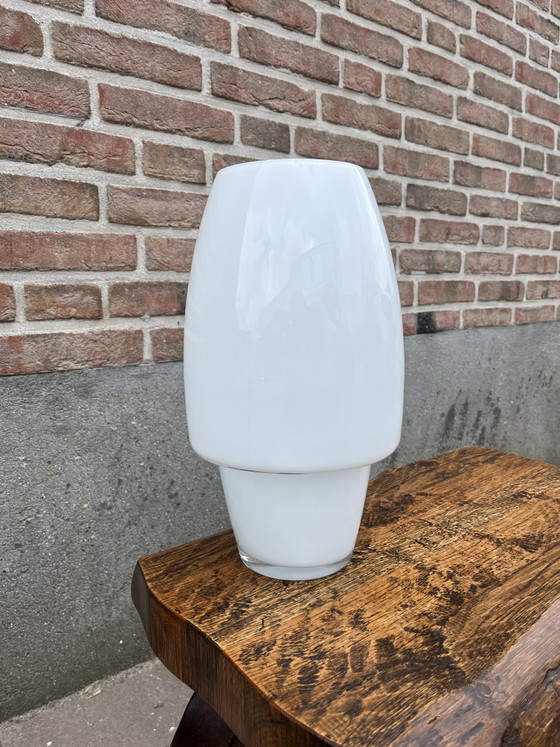 Image 1 of Vintage white glass mushroom space age vase,