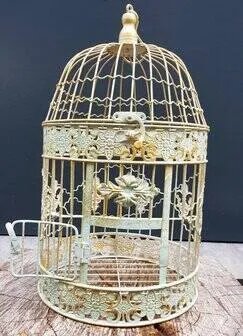 Klassischer Vogelkäfig aus Metall, Dekorative Objekte, Grün, Vintage (Foto 7 von 8)
