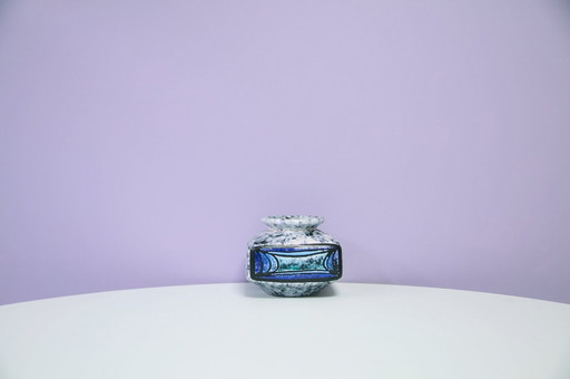 blauwe gemêleerde West Germany vaas