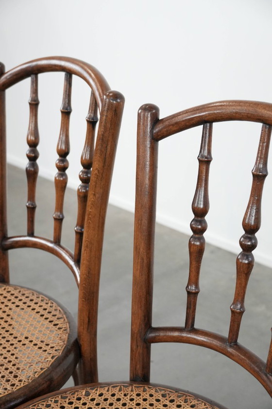 Image 1 of 4 x Wooden vintage bistro chair Jacob & Josef Kohn Wien with a wicker seat
