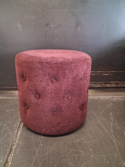 Burgundy stool with buttons