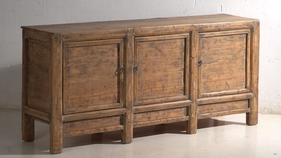 Credenza antica a tre ante in legno di pino – Cina, circa 1900 – Credenze con vetrina, Iron (photo 3 of 40)