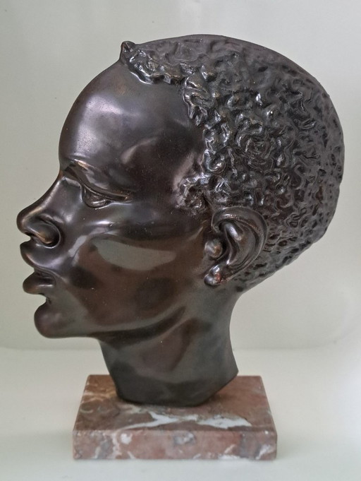 Bronze Profile of an African Man, 1930, Franz Hagenauer Vienna