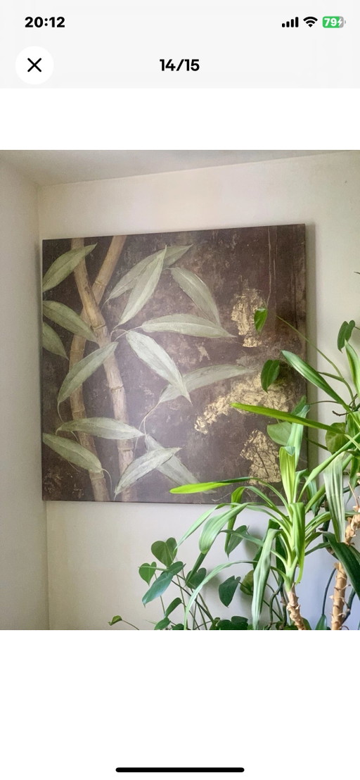 Fabrice de Villeneuve: Handveredelte Giclée-Leinwand, Bambus 100x100 – schilderijen tekeningen, Wood, Canvas