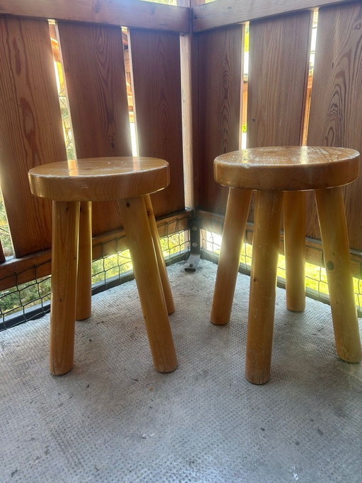 Pair of Charlotte Perriand stools - 1965 for Les Arcs 1600