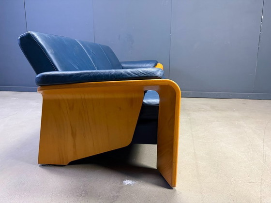 Vintage Pegasus 3 Seater Reclining Sofa by Ekornes, Norway, 1990s – Leather, Wood (photo 6 of 13)