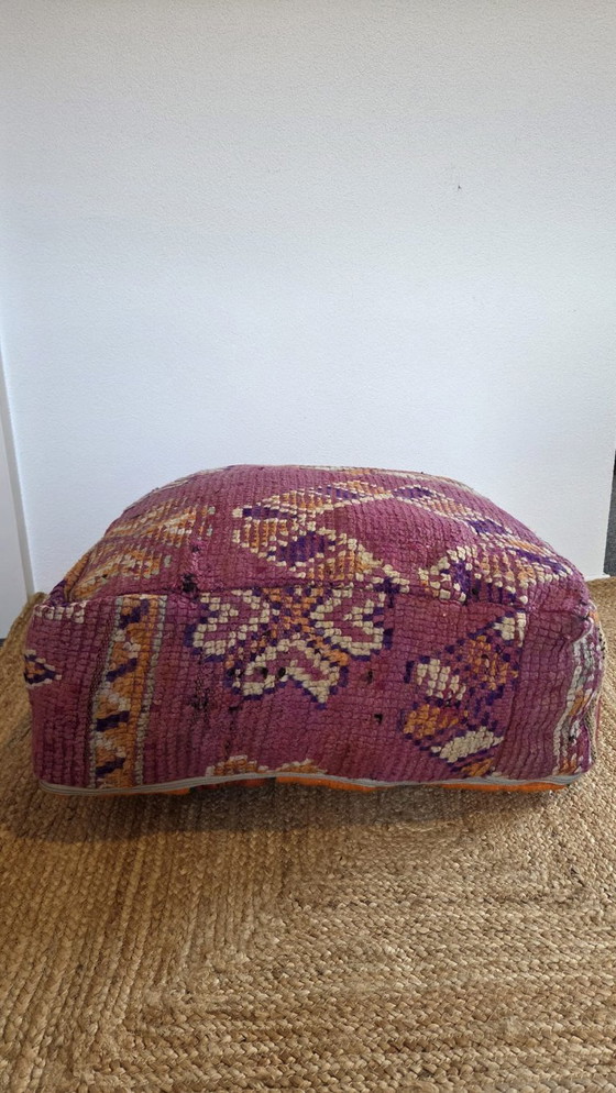 Image 1 of Moroccan pouf, purple floor cushion