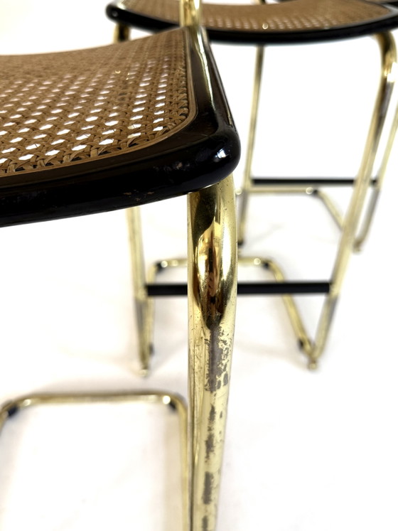 Image 1 of 4x vintage Ceca bar stool, Marcel Breuer style ‘80