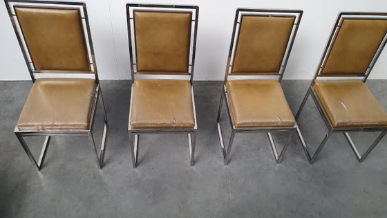 Willy Rizzo Vintage SQ Chair Set Hollywood Regency 70s Design Italy – Dining chairs, Skai (photo 9 of 16)