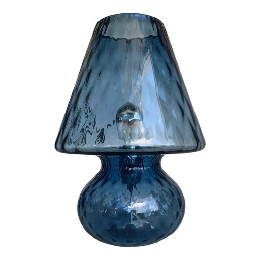 Lampe en verre bleu d'inspiration Murano avec texture « Ballotton »