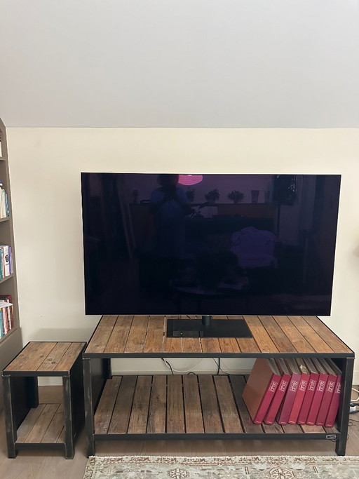 MICHELI DESIGN tv-meubel, massief hout en staal, industriële stijl