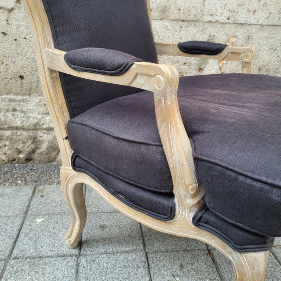 Image 1 of Chaise à la reine, style Louis XV / Provençal, chêne et garniture, XIXe siècle - France