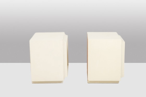 Image 1 of Luciano Frigerio. Pair of bedside tables in lacquered wood and bronze. 1970s.