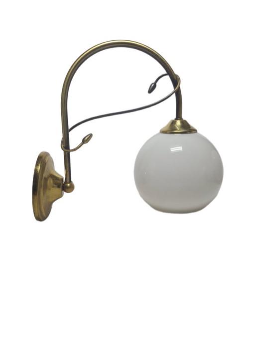 Art Deco wandlamp, Polen, jaren 1950 – wandlampen, Glass, Brass