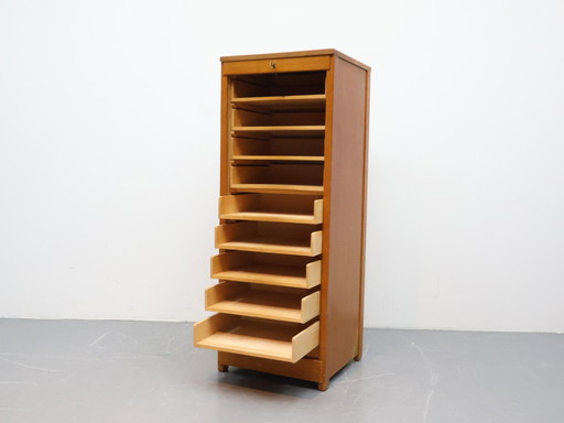 Vintage filing cabinet Tambour door Oak