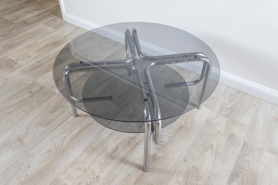 Image 1 of Smoked glass & chrome Space Age coffee table - 1970s