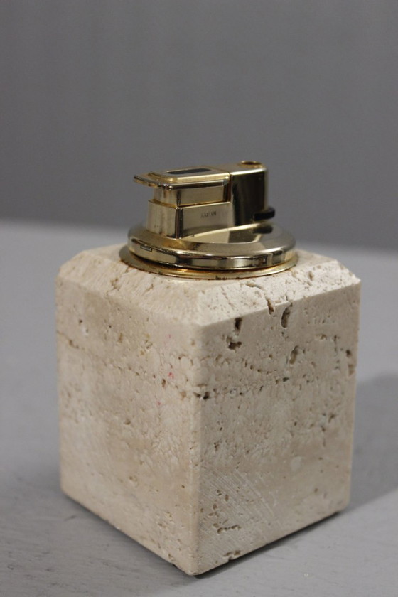 Image 1 of Vintage travertine table lighter, Italian design, 1970s, Cerri Nestore
