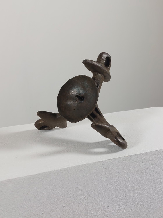 Image 1 of Vintage brutalist three-legged steel candlestick, one-of-a-kind piece