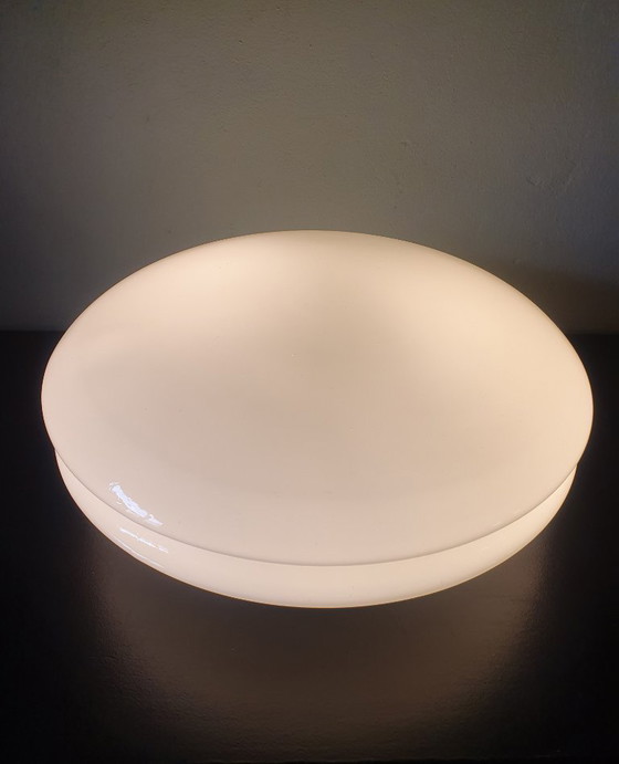 Image 1 of Vintage Raak Amsterdam opaline UFO glass ceiling lamp
