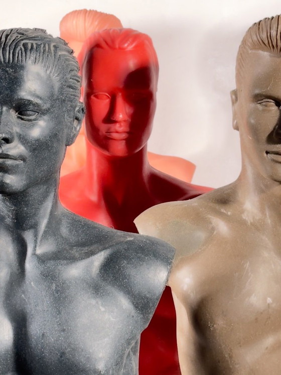 Bustos de maniquíes masculinos de tamaño natural de los años 80, Dressboys – Objetos decorativos, Plastic (photo 12 of 14)