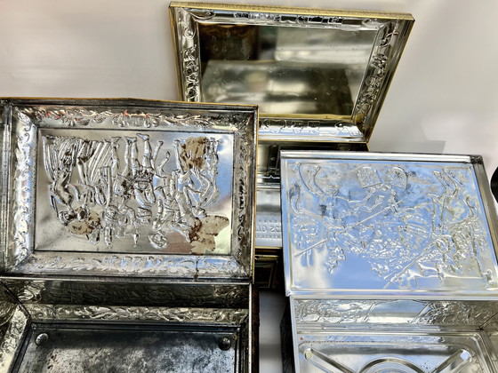 Image 1 of Juego de 6 latas de pan de jengibre nostálgicas – Lebkuchen Schmidt & Wicklein, Nuremberg, ca. 1950-1970