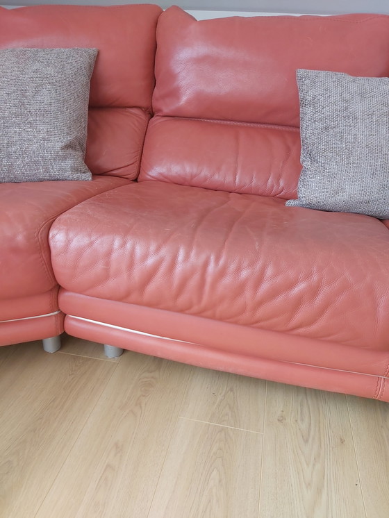 Image 1 of Leather sofa brique color