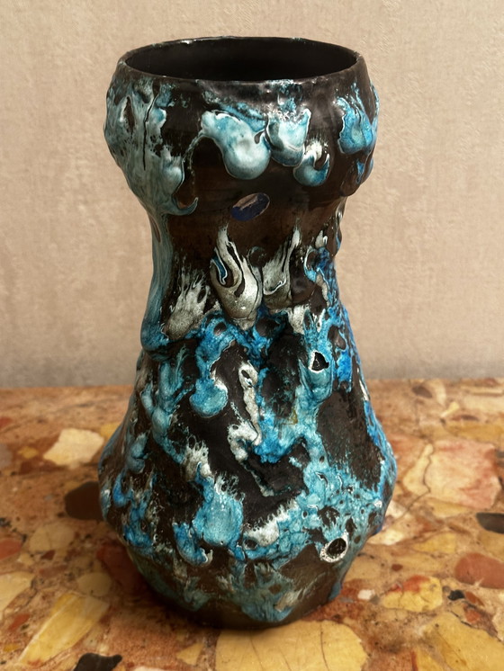 Image 1 of Vaso Fat Lava Blue - Atelier du Cyclope Annecy - anni '60 -'70