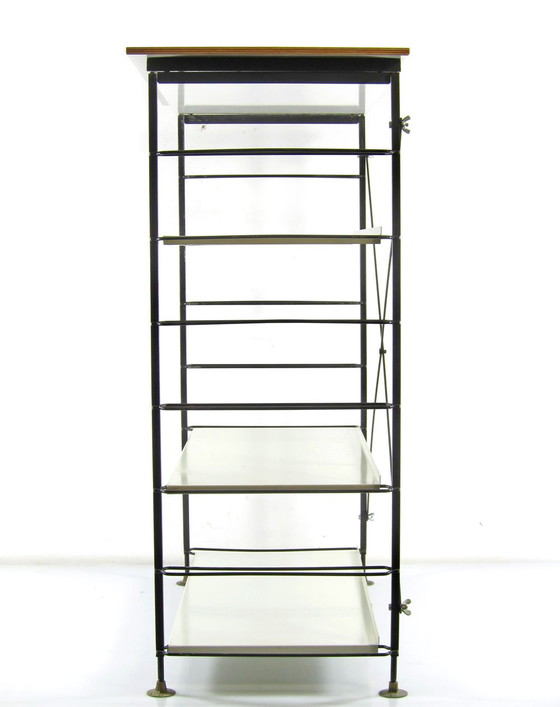 Tavolo autoportante di design vintage classico minimalista con ripiani regolabili – Tavolini, Legno, Metallo (photo 3 of 7)