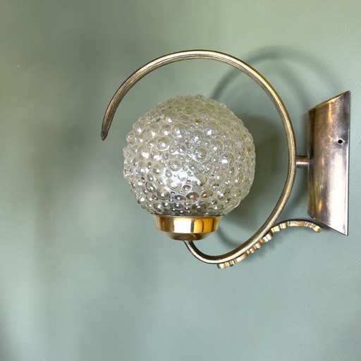 Paar portugiesische Vintage-Wandleuchten aus verziertem Messing und Blasenglas, 1970er Jahre – wandlampen (photo 2 of 11)