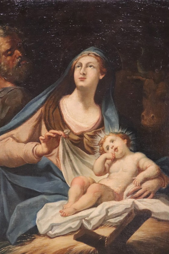Image 1 of Sainte Famille, peinture à l'huile sur toile, école italienne du XVIIIe siècle