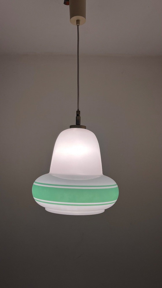 Image 1 of Lampada a sospensione Art Déco italiana, anni '50, vintage, opalina