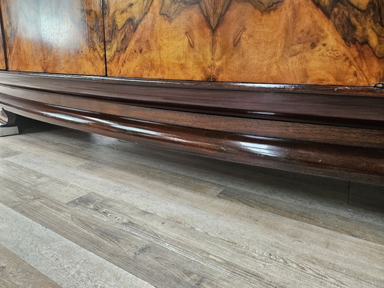 1940s Art Decò Milanese Sideboard in Briar Root and Mirror – Wood (photo 4 of 33)