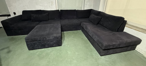 Large velour corner sofa