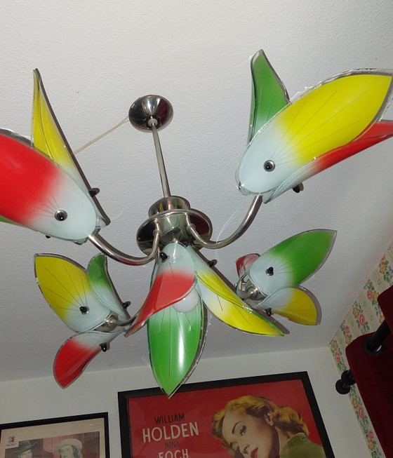 Lampadario in vetro vintage Kasinski Poznan – Anni '60 – Lampade a sospensione, Chrome, Glass (photo 2 of 5)