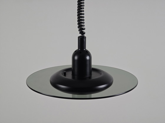 Image 1 of Vintage 1980S Steinhauer Ufo Pendant Lamp With Tinted Glass Disc