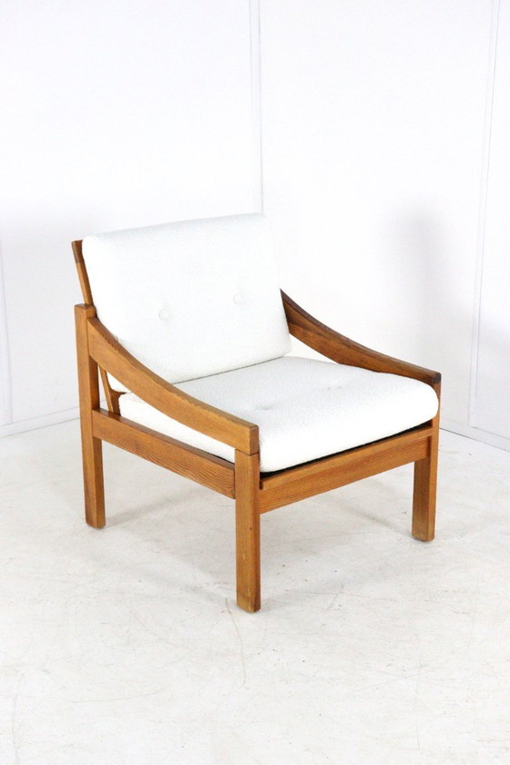 Image 1 of Ensemble de 2 fauteuils vintage en pin/hêtre « Gassel », récemment retapissés.