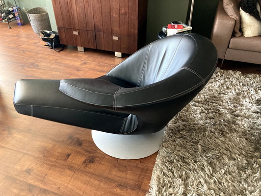 1x fauteuil pivotant Leolux Parabolica cuir noir