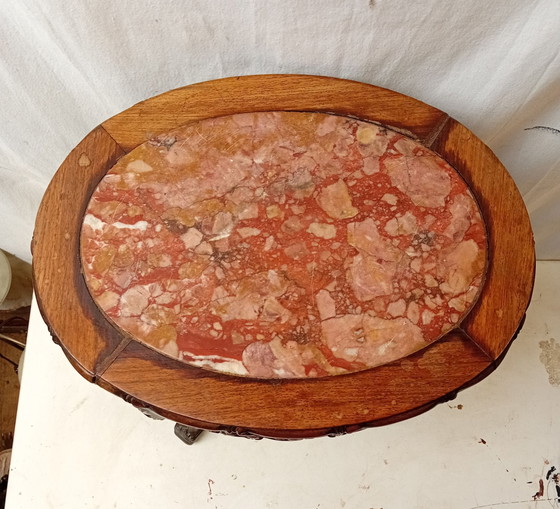 Antique Chinese Plant Stand – Plant table, Marble, Wood (photo 3 of 13)