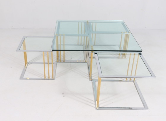 Image 1 of Coffee Table/ Tisch Mit Vier Satztischen Von Rolf Benz, Hollywood Regency, 1980Er Jahre