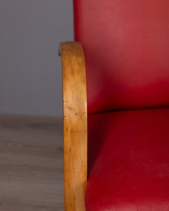 Image 1 of Coppia di poltrone vintage anni '50 in pelle rossa, design italiano.