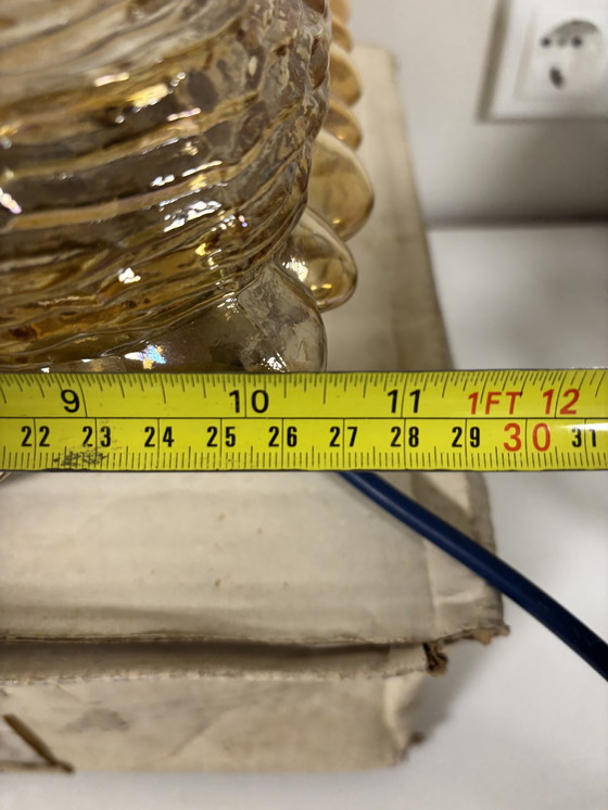 Image 1 of New old stock in doos !  Grote Glashütte Limburg plafonnière of wandlamp amber glas jaren ‘60/’70