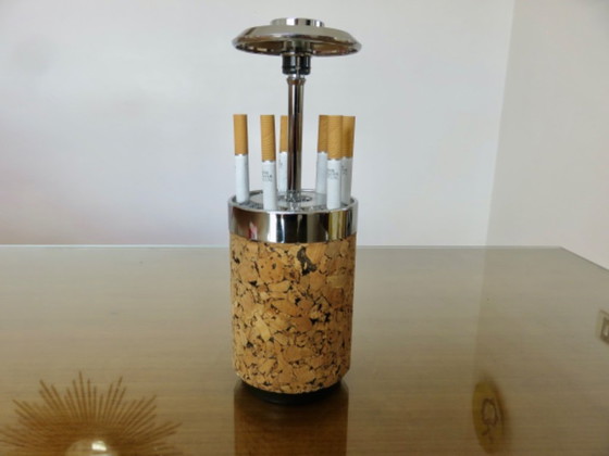 Image 1 of Edizione "Caimi F.LLI" Italia, 1980, dispenser di sigarette in sughero e cromo