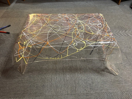 handkerchief table with graffiti, 1980