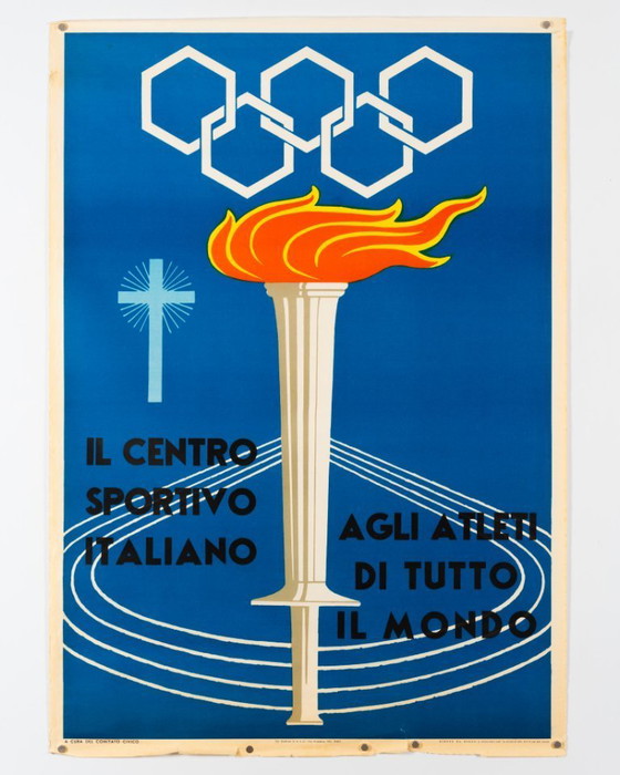 Image 1 of Centro Sportivo Italiano – 1960 – Litografia originale vintage di Corrado Mancioli – Moderna Mid-Century – 100x70 cm