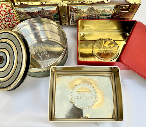 Image 1 of Juego de 6 latas de pan de jengibre nostálgicas – Lebkuchen Schmidt & Wicklein, Nuremberg, ca. 1950-1970