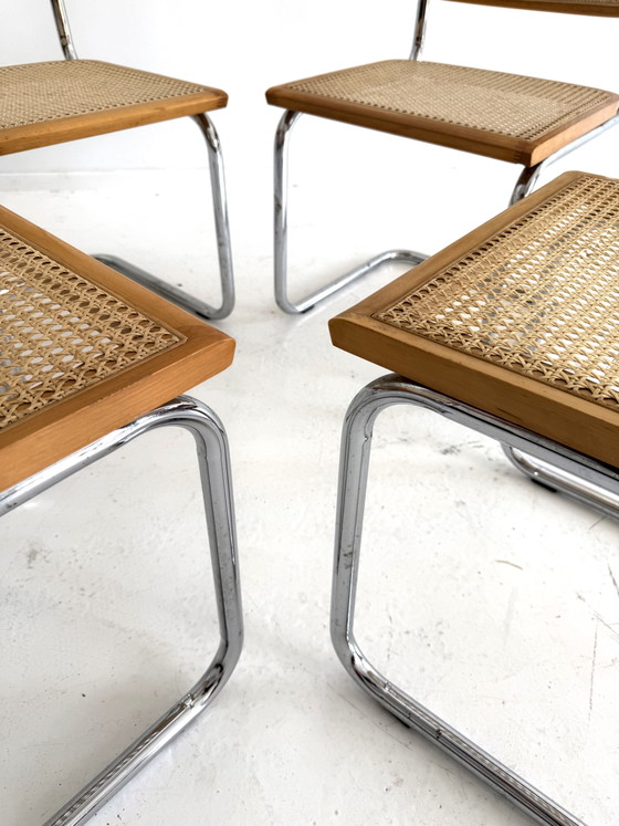 Set van 4 vintage Cesca eetkamerstoelen, Italië ‘80 – Chrome, Wood (photo 5 of 13)