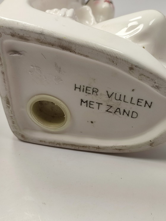 Image 1 of Pierrot Clown Vintage bookend X 2 ceramic white Eighties '80