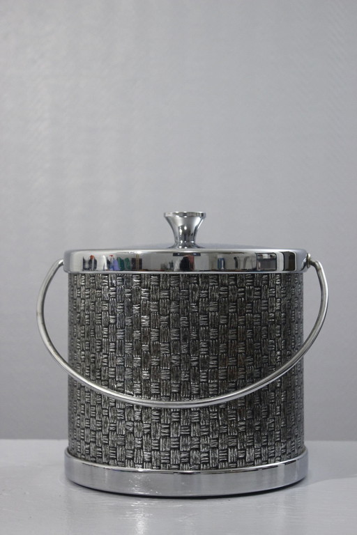 Vintage Chromed Metal Ice Bucket Design Style Mauro Manetti, Japan 1970s