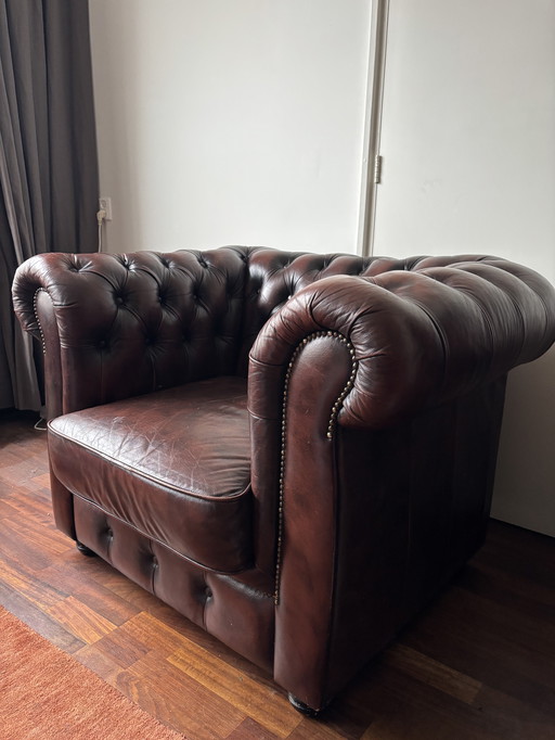 Sillón Chesterfield marrón